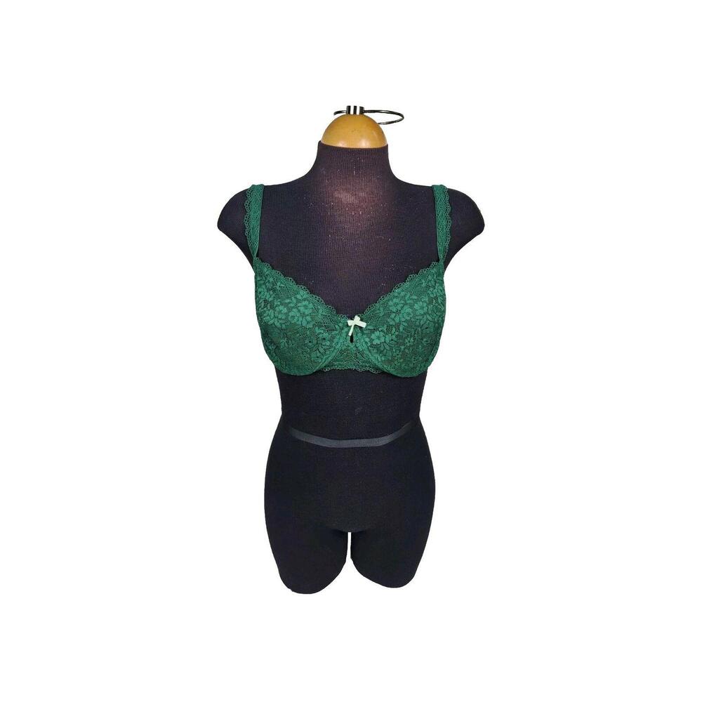 gilligan o'malley Womens 38D Green Lace Sheer Bra Underwire